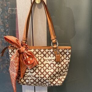 Coach Brown and Tan Signature Tote